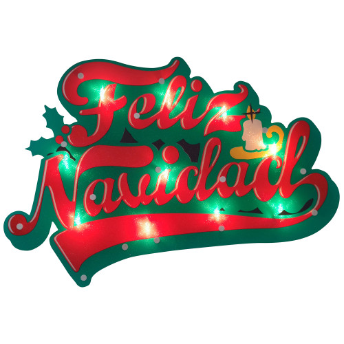 18" Lighted 'Feliz Navidad' Christmas Window Silhouette