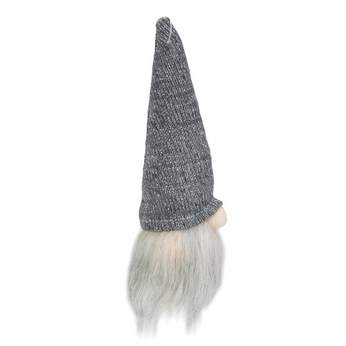 8" Lighted Metallic Gray Knit Gnome Head Christmas Ornament
