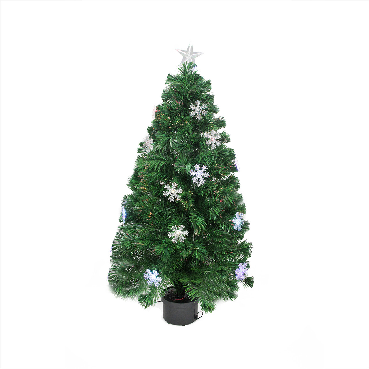 3' Pre-Lit Color Changing Fiber Optic Artificial Christmas Tree with Snowflakes - Multi Color Lights