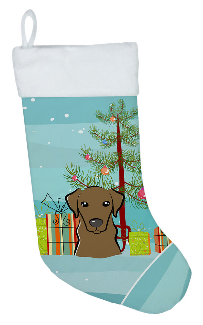 Christmas Tree and Chocolate Labrador Christmas Stocking BB1606CS