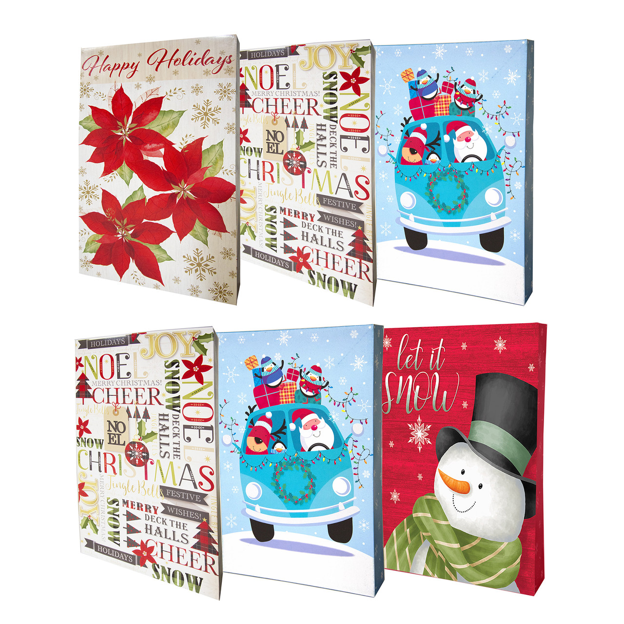 Pack of 6 Large Christmas Holiday Gift Box Assortment