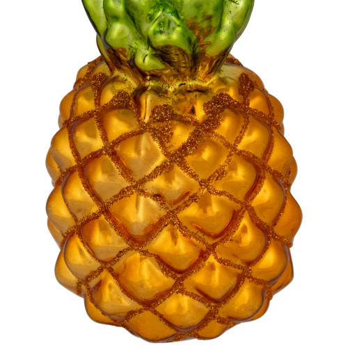 4.75" Glittered Pineapple Glass Christmas Hanging Ornament