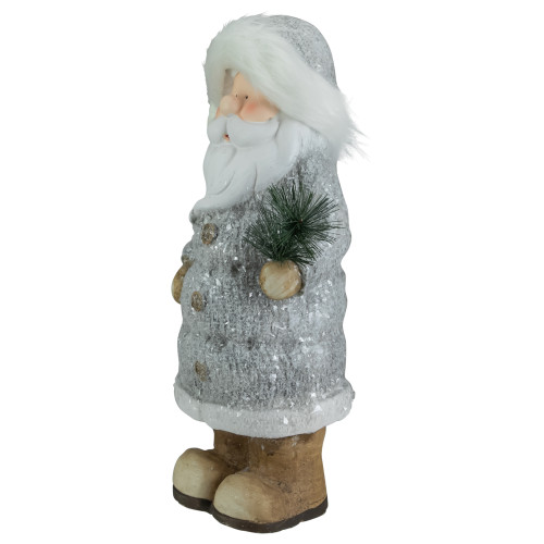 Ceramic Santa Holding Pine Sprig Christmas Figure - 18"
