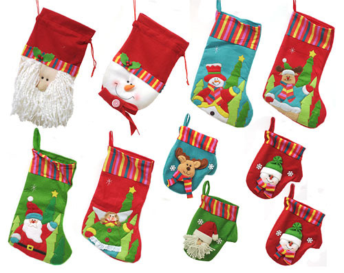 10-Piece Winter Wonderland Christmas Stocking and Novelty Gift Bag Set 14"