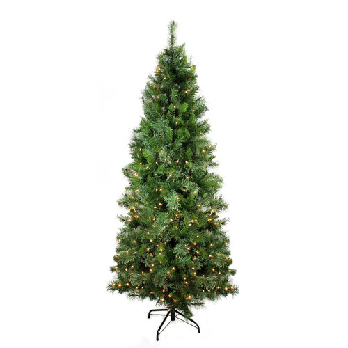 7.5 ft Pre-Lit Medium Mixed Cashmere Pine Artificial Christmas Tree, Clear Lights
