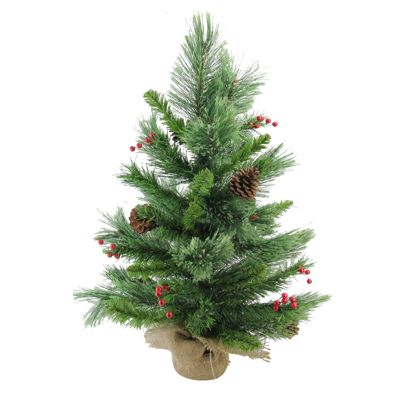 Mixed Cashmere Berry Pine Medium Artificial Christmas Tree - 24" - Unlit