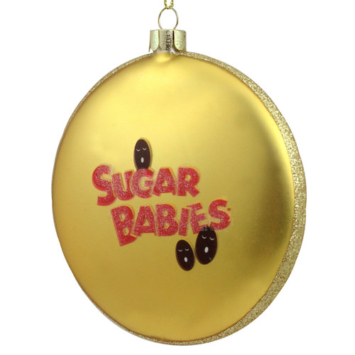 4" Gold and Red Tootsie Roll Sugar Babies Caramel Candies Disc Christmas Ornament