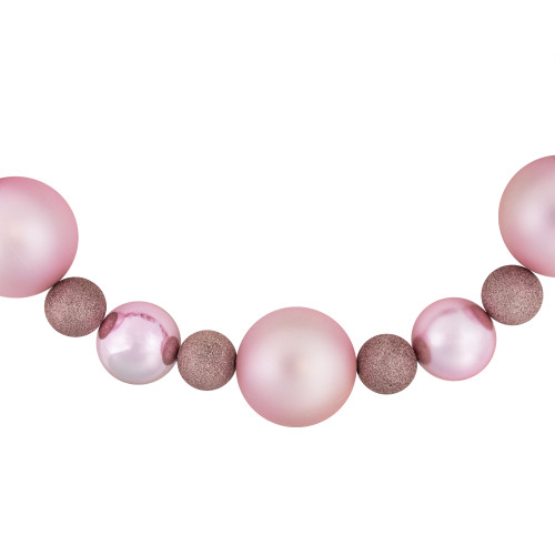 6' Pink Shatterproof Ball 3-Finish Christmas Garland