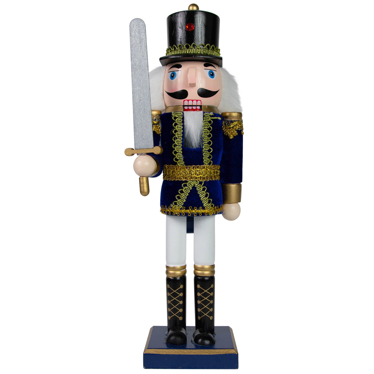 Christmas Nutcracker Soldier with Sword Decoration - 14" - Blue and White