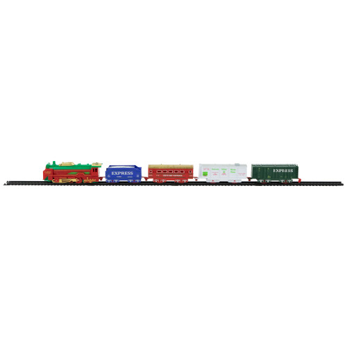 21 Pc Green and Red Battery Operated Lighted and Animated Classic Train Set