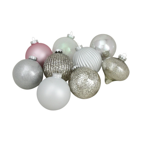 9ct Silver 3-Finish Shatterproof Christmas Ball and Onion Ornaments 3.75" (95mm)