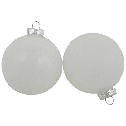 96ct Red and White 3-Finish Christmas Glass Ball Ornaments 3.25" (80mm)