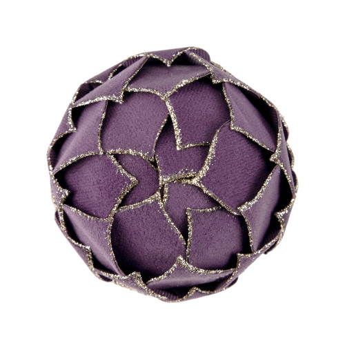 7" Purple Flower Glitter Petal Shatterproof Ball Christmas Ornament