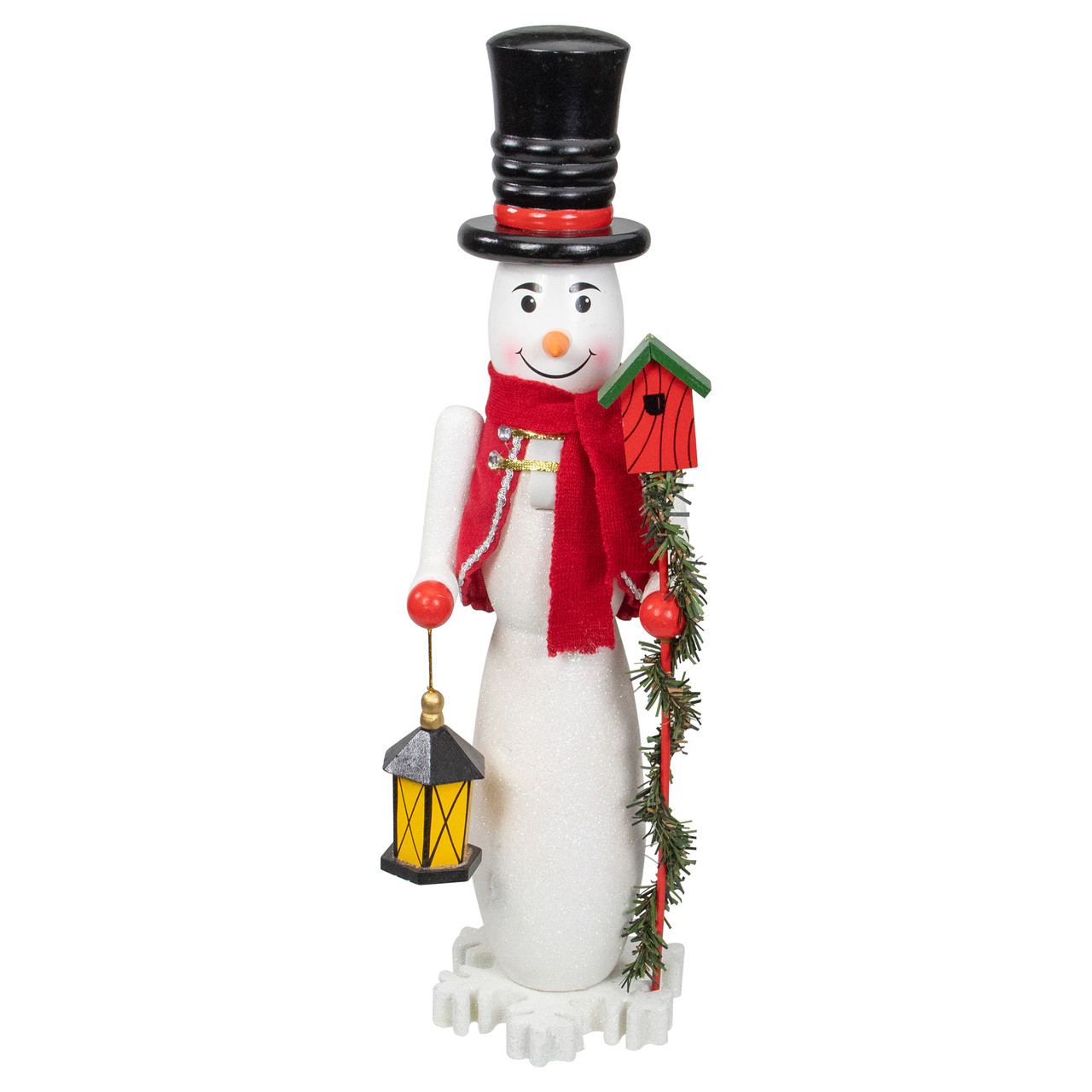 Wooden Snowman Christmas Nutcracker - 18" - White and Red