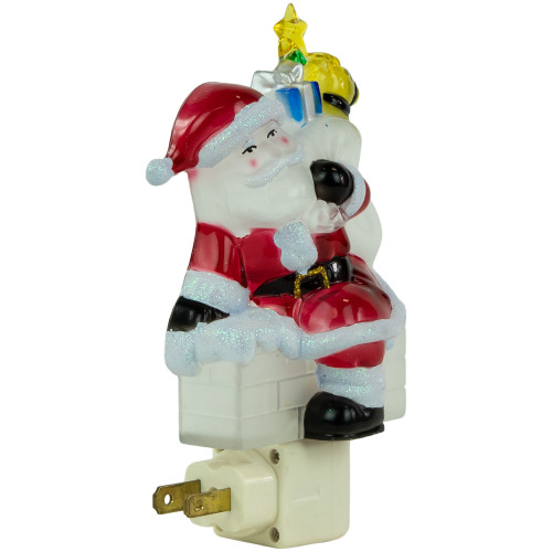 6.25" Santa in Chimney Frosted Christmas Night Light