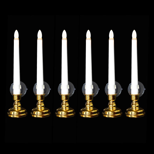 Christmas Candle Lamps with Remote and Timer - 10" - White - Set of 6