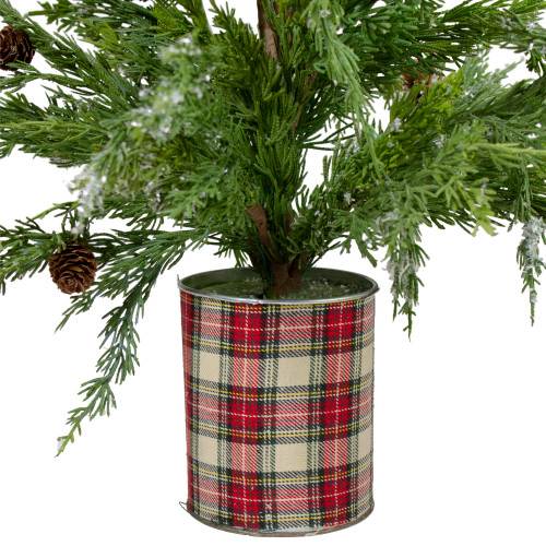 Real Touch?? Potted Iced Cedar Artificial Christmas Tree - 24" - Unlit