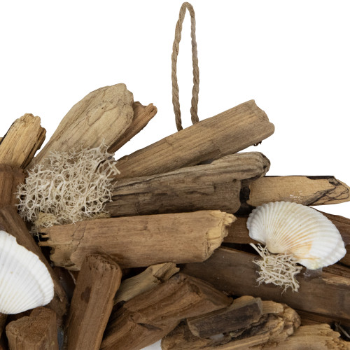 Natural Driftwood and Seashell Artificial Wreath - 14"