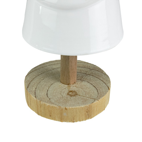 Ceramic Tree with Wood Base Christmas Decoration - 10.5" - White