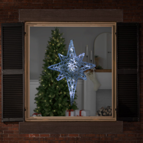 24" Pure White LED Twinkle Bethlehem Star Hanging Christmas Decoration