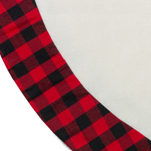48" White, Red and Black Buffalo Plaid Tree Christmas Tree Skirt
