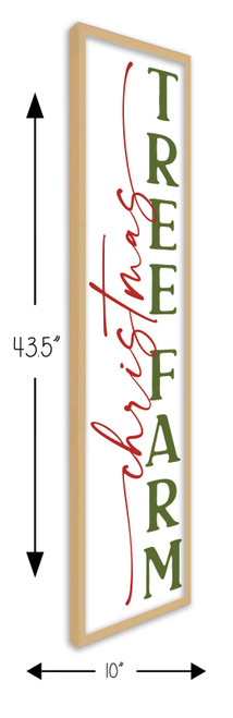 Christmas Tree Farm Tall 10" x 43.5" Framed Christmas Wall Decor Art Print Sign Poster in a Natural Wooden Frame with UV Acrylic and Hangers