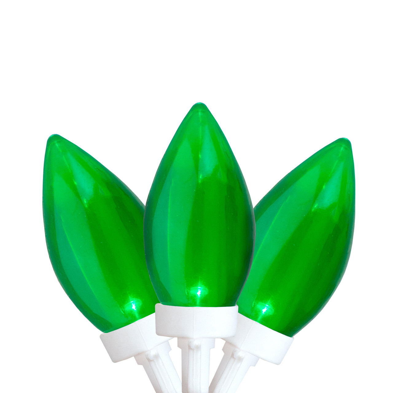 25 Count Green LED C9 Christmas Lights, 16 ft White Wire