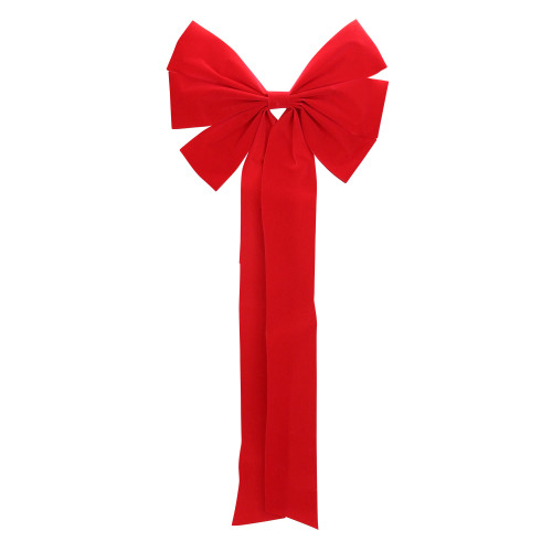 6-Loop Velveteen Christmas Bow Decoration - 12" x 25" - Red