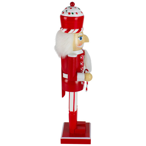 14" Red and White Wooden Candy Cane King Christmas Nutcracker