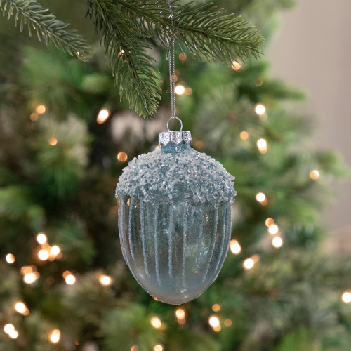 4.5" Blue Glittered Mercury Glass Pine Cone Christmas Ornament