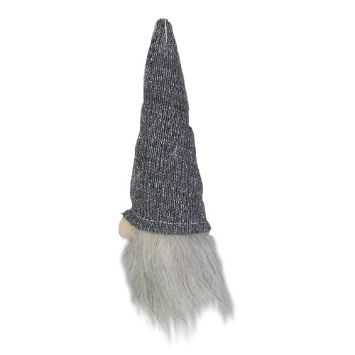 8" Lighted Metallic Gray Knit Gnome Head Christmas Ornament
