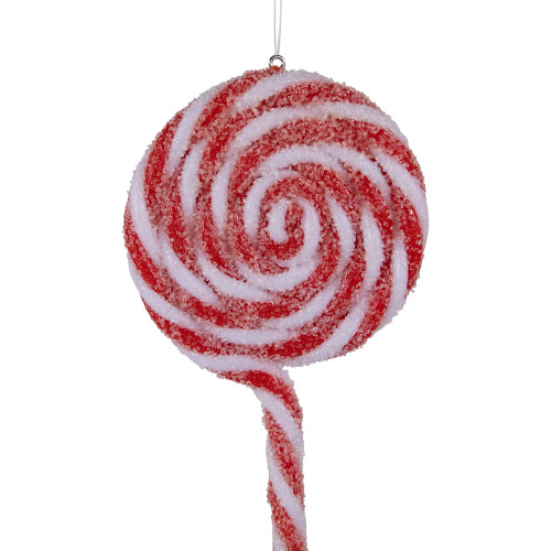 6ct Frosted Red and White Lollipop Christmas Ornaments 6"