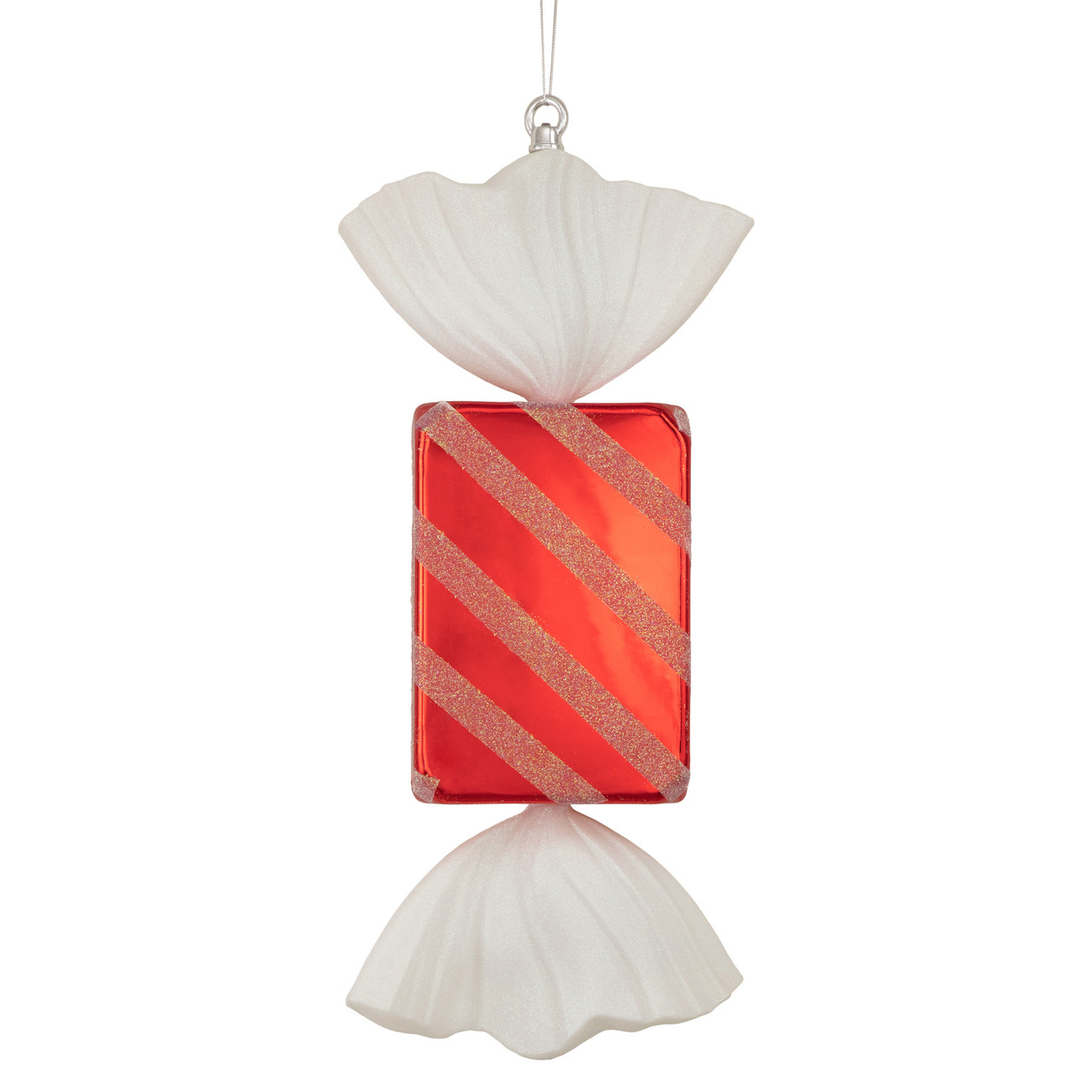 Wrapped Candy with Striped Glitter Shatterproof Commercial Christmas Ornament - 18"