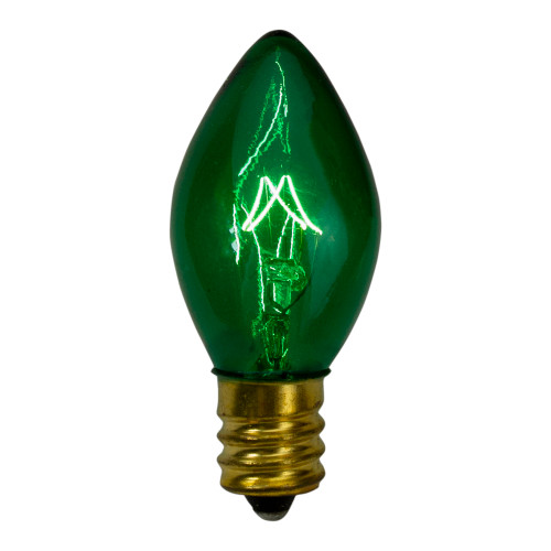 Set of 4 Green C7 Transparent Christmas Replacement Bulbs - 4"