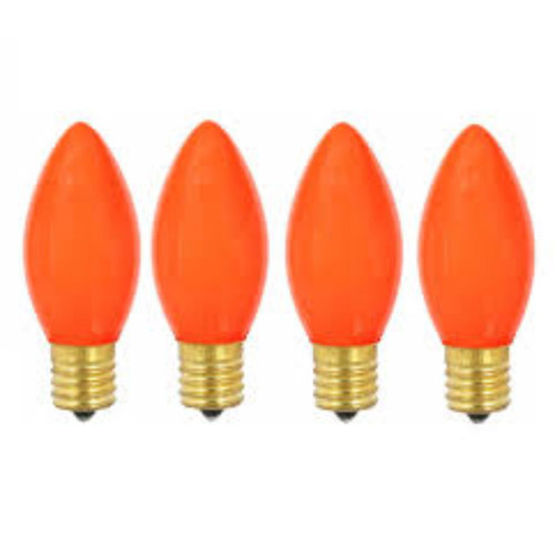 4ct Orange Opaque C9 LED Glass Christmas Replacement Bulbs