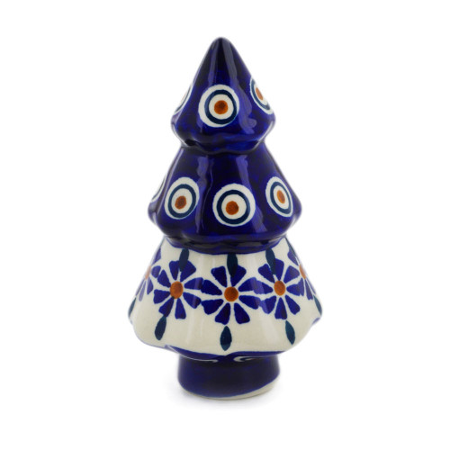 Polmedia Polish Pottery Christmas Tree Figurine 5" Peacock