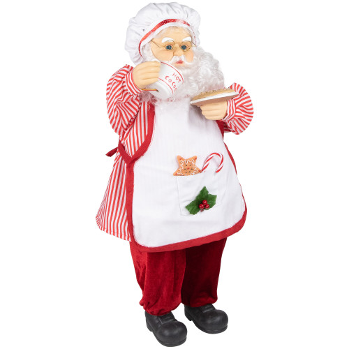 24" Animated and Musical Chef Santa Claus With Hot Cocoa and Cookie Christmas Figure