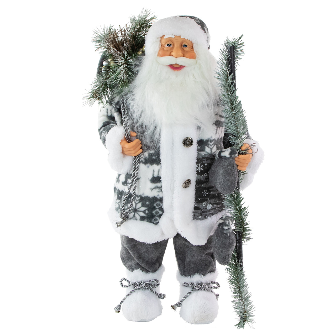 24" Gray and White Nordic Santa Claus Christmas Figure