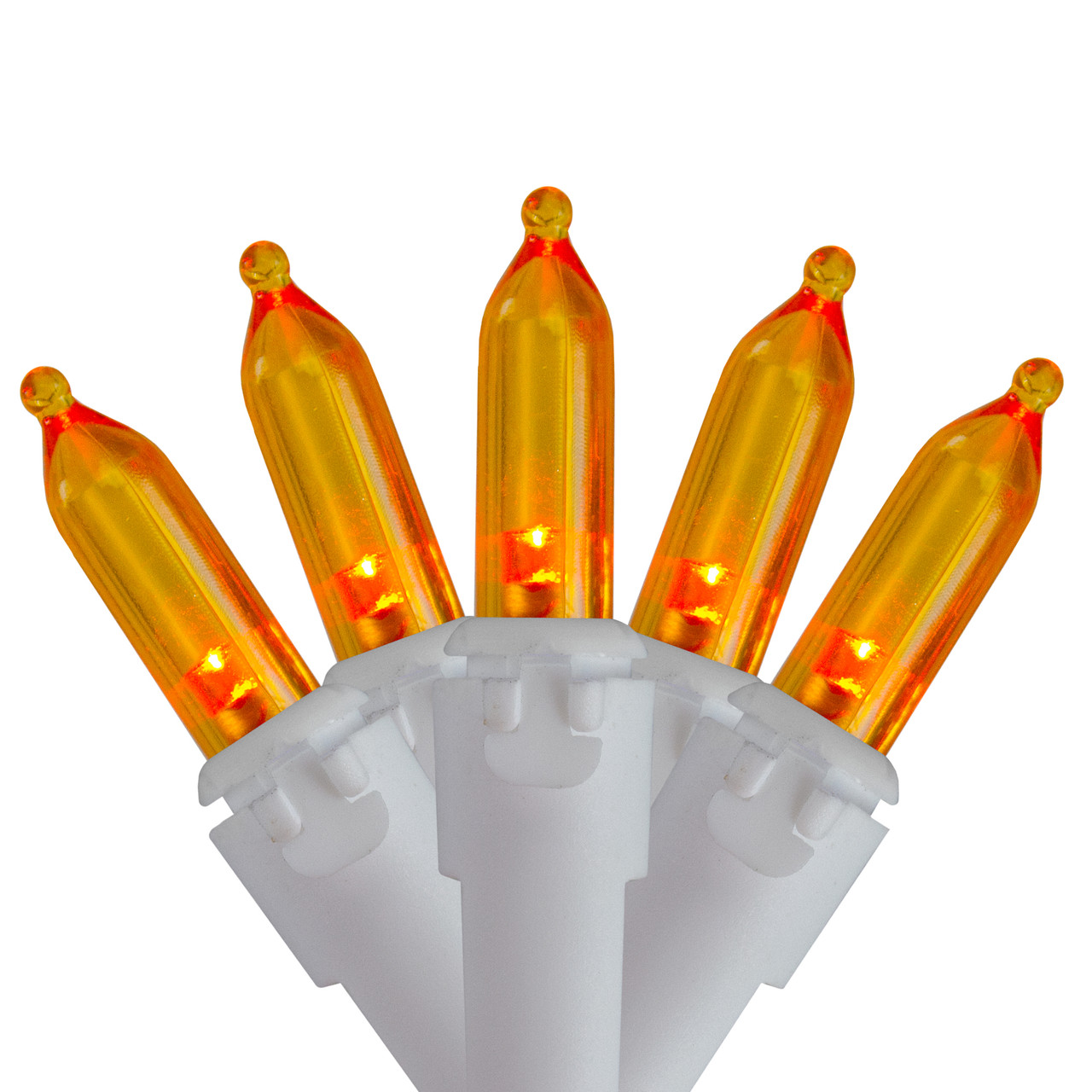 100-Count Orange LED Mini Christmas Lights 4" Spacing - White Wire