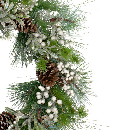 Glittered White Berry and Pinecone Artificial Christmas Wreath, 30-Inch, Unlit