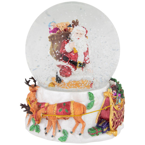 6.5" Santa Delivering Gifts Musical Christmas Snow Globe