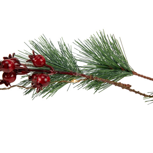 Pre-Lit Battery Operated Pine and Berry Christmas Garland - 6.5' - Warm White LED Lights