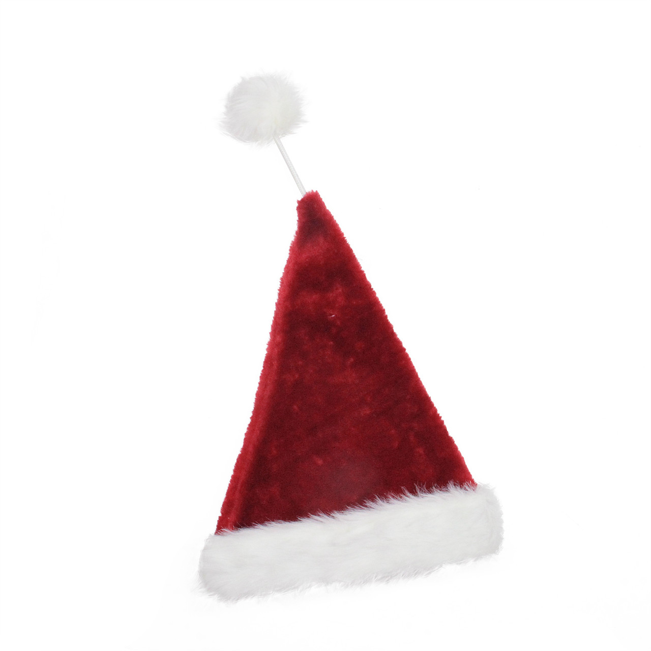 Red and White Pom Pom Santa Unisex Adult Christmas Hat Costume Accessory - One Size