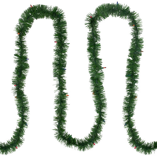 18' x 3" Pre-Lit Pine Two-tone Artificial Christmas Garland, Multicolor Lights