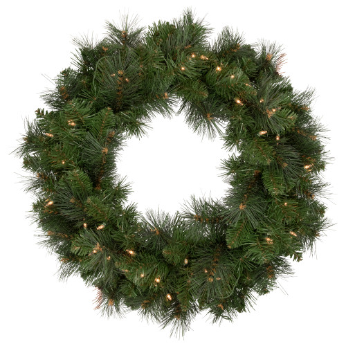 Mixed Beaver Pine Artificial Christmas Wreath, 24-Inch, Clear Lights