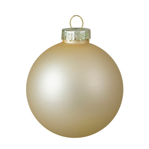 9ct Champagne Gold 2-Finish Glass Christmas Ball Ornaments 2.5" (65mm)