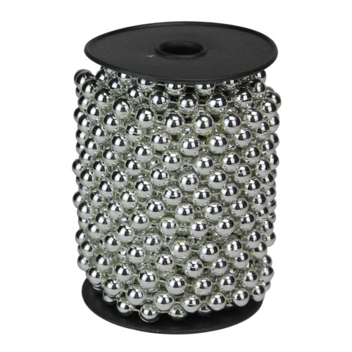 33' Shiny Silver Round Beaded Christmas Garland - Unlit