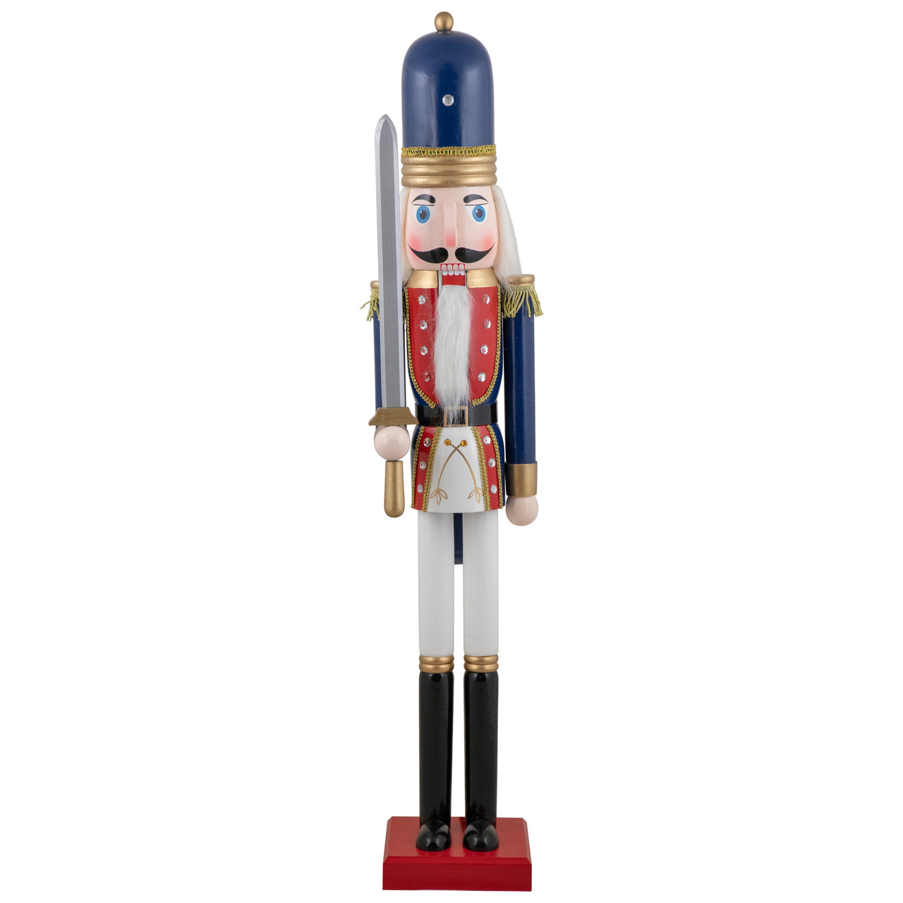 48.25" Blue and White Christmas Nutcracker Soldier with Sword