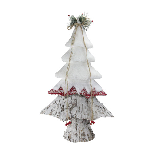 Snow Cap and Sweater Christmas Tree with Pine Decoration - 22" - White and Red