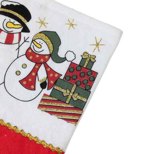19" Red Jolly Snowmen Scene Christmas Stocking